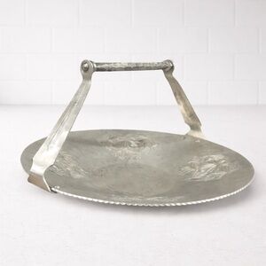 Forged Italy Hammered Aluminum Serving Tray Bowl 10” w Handle